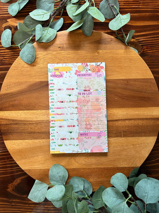 Floral Notepad, Desk Notepad, To do List Yellow Notepad, Colorful Notepad, Garden Notepad, Kawaii Notepad, Pink Flower Notepad, Daily Notes