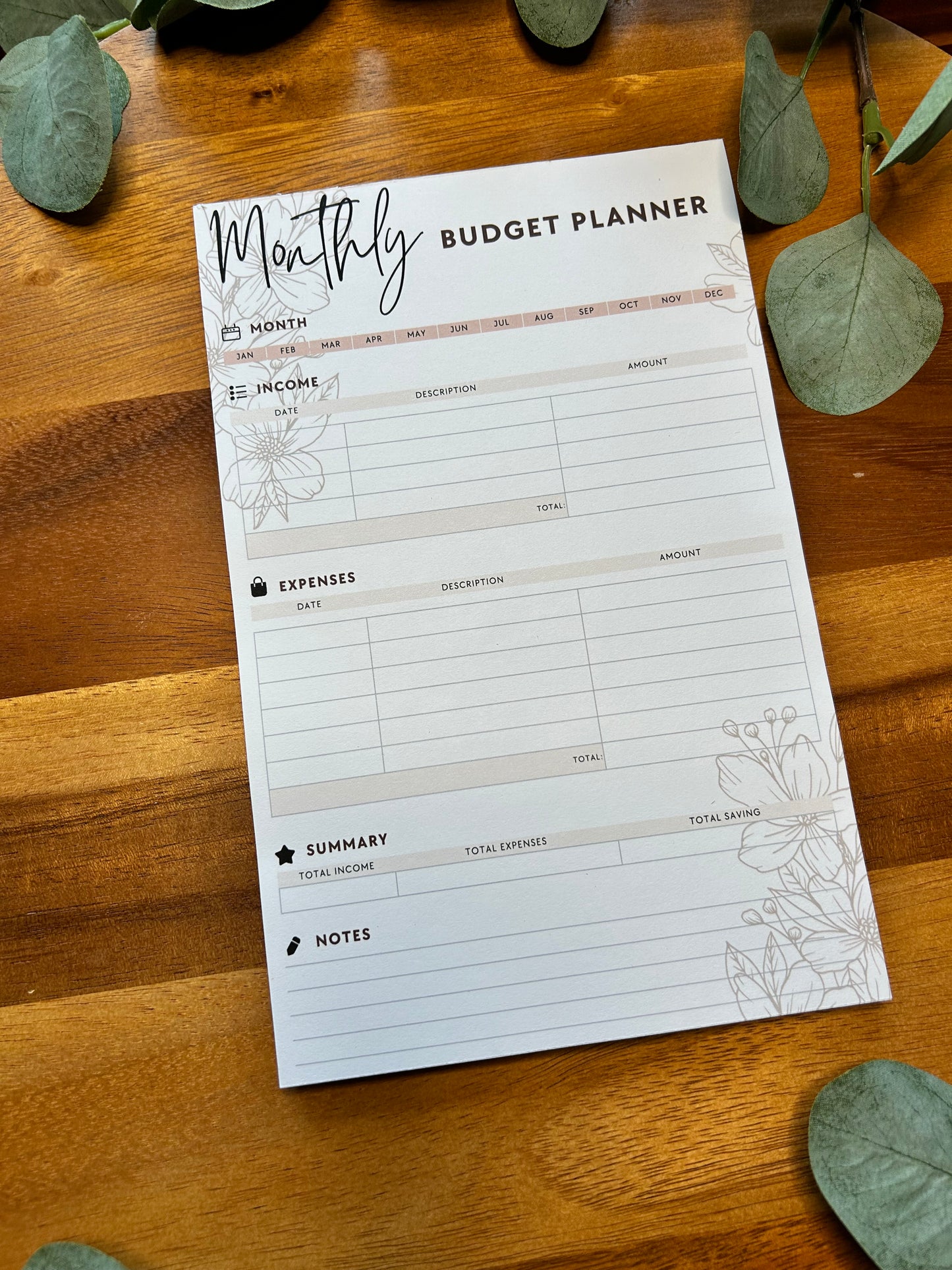 Monthly Budget Planner, Minimalist Budget Planner, Budget Planner, Simple Budget Planner, Budget Desk Planner, Cute Notepad, Budget Planner