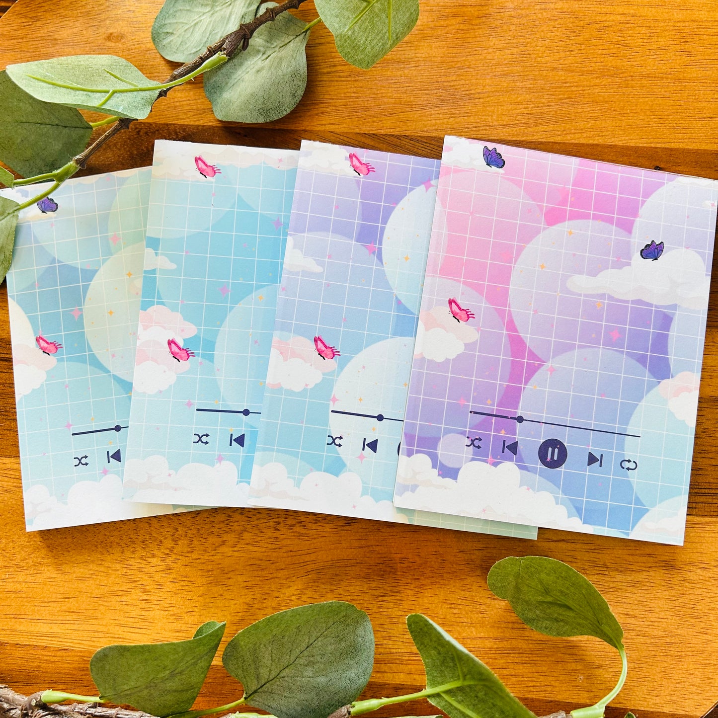 Playlist Notepad, Gradient Notepad, Cute Notepad, Watercolor Background Notepad, Blue Notepad, Light Pink  Notepad, Bubbles Notepad