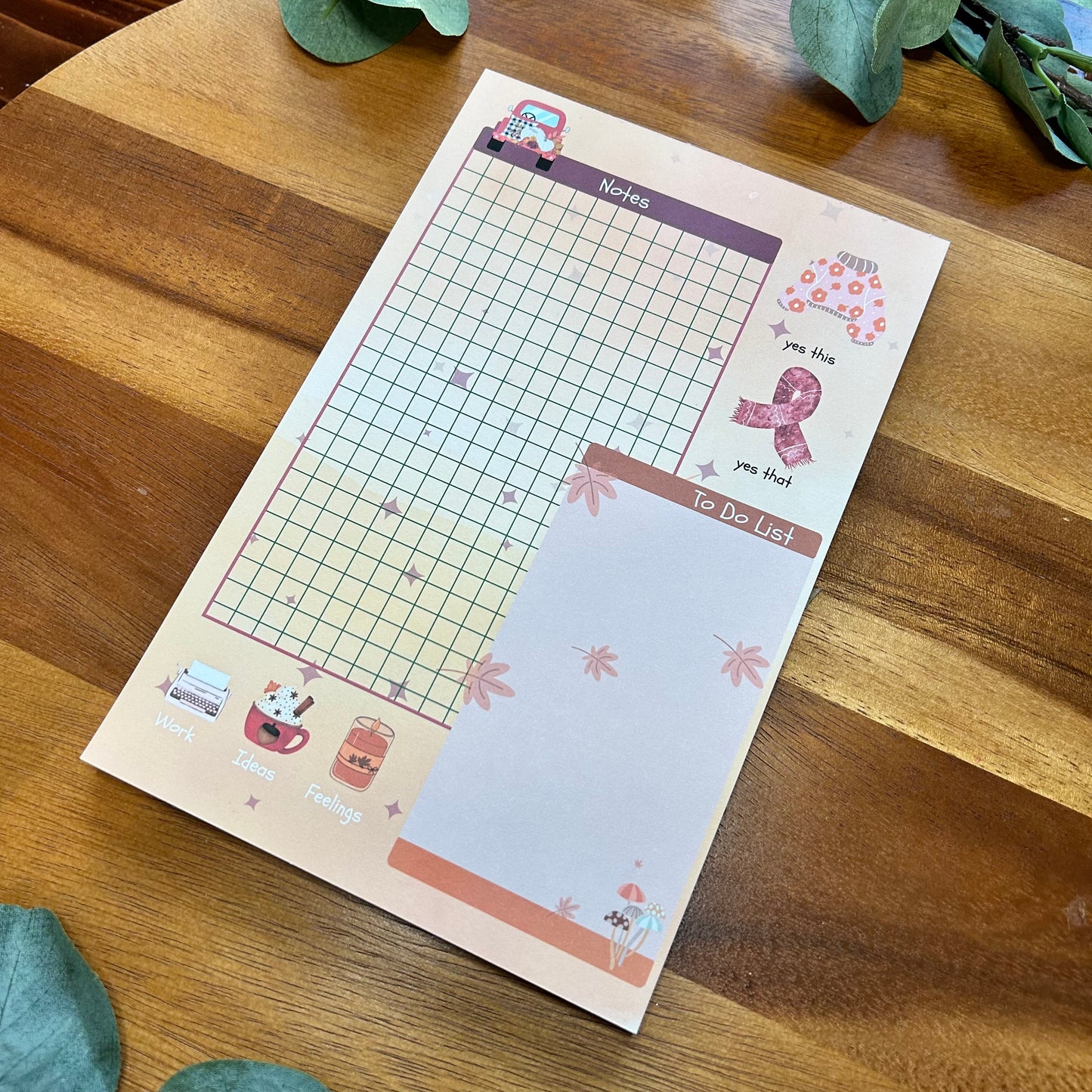 Fall Season Daily Planner, Fall Theme Daily Planner, Cute To Do List Daily Planner, Fall Notepad, Kawaii Notepad, Daily Cute Planner,