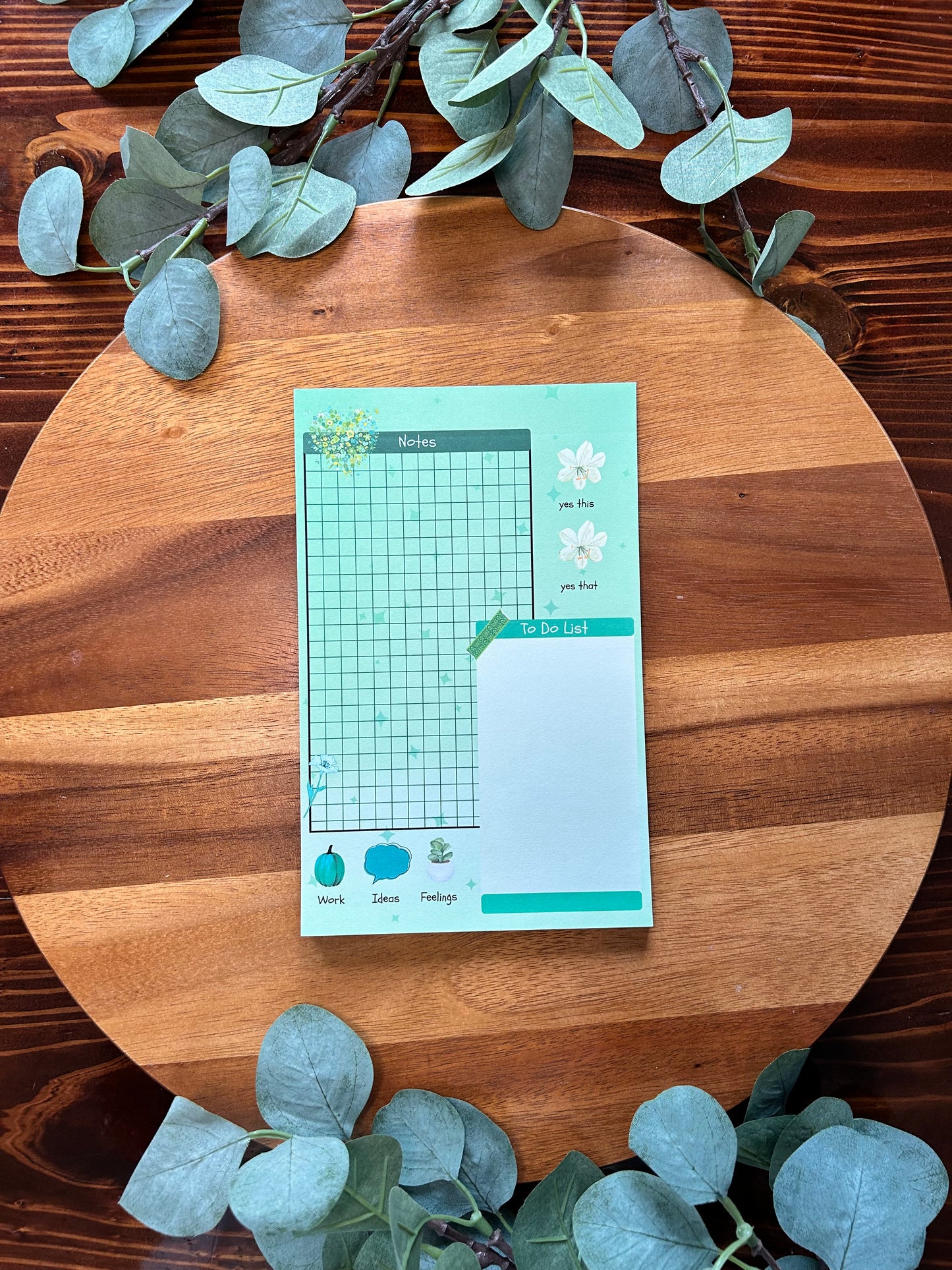 Green Garden Notepad, Cute Desk Planner, Cute Green To Do List Notepad, Cute Daily Planner, Cute Notepad, Kawaii NotePad, Plants Notepad