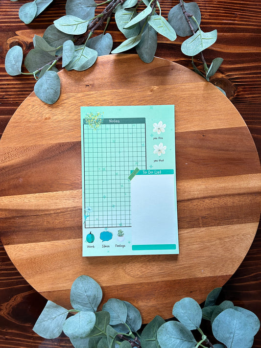 Green Garden Notepad, Cute Desk Planner, Cute Green To Do List Notepad, Cute Daily Planner, Cute Notepad, Kawaii NotePad, Plants Notepad