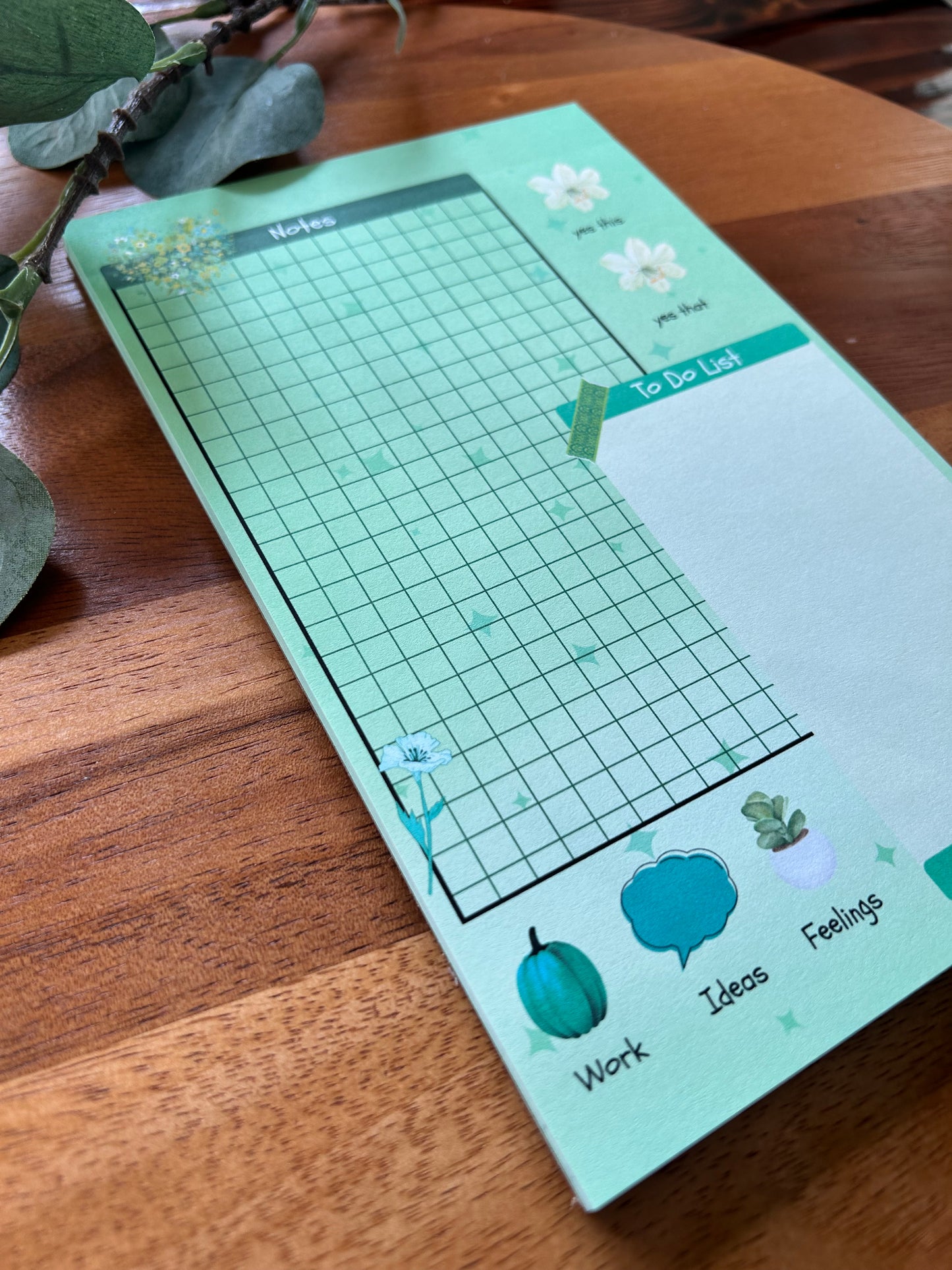 Green Garden Notepad, Cute Desk Planner, Cute Green To Do List Notepad, Cute Daily Planner, Cute Notepad, Kawaii NotePad, Plants Notepad