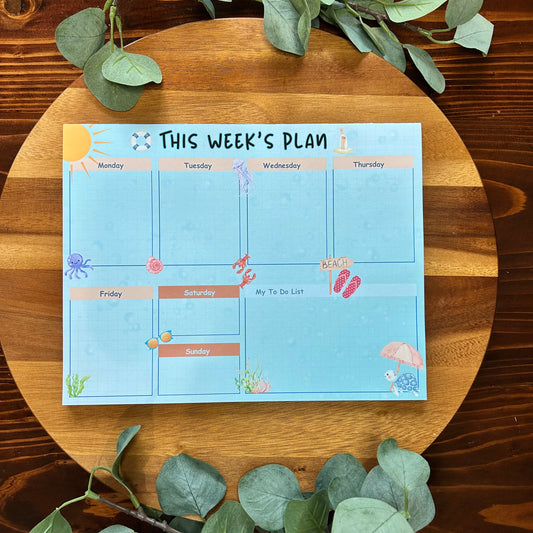 Beach Theme Weekly Planner, Desk Weekly Planner, To Do List Planner, Weekly To Do List Desk Planner, Tear Off Planner, Summer Planner