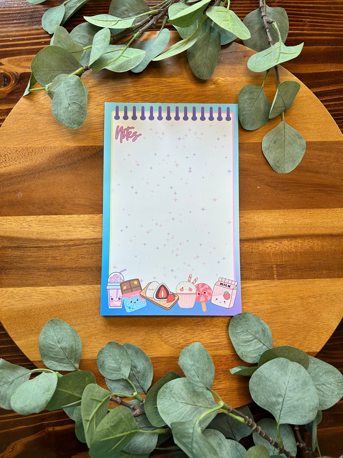 Kawaii Desserts Notepad, Ice Cream Notepad, Cute Notepad, Watercolor Background Notepad, Blue Sunset Notepad, Cute Notepad, Desserts Notepad