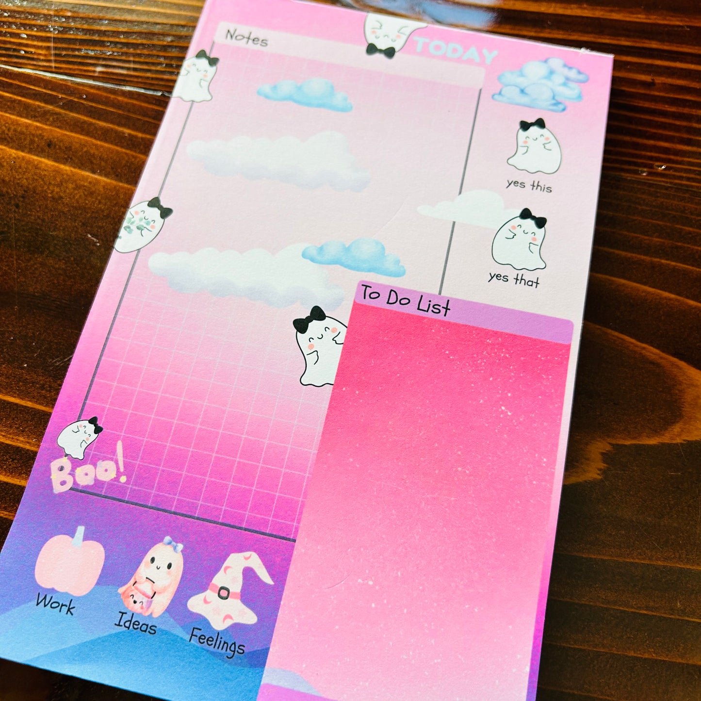 Cute Desk Planner, Cute Ghost  Daily Planner, Cute Daily Planner, Cute Notepad, Kawaii NotePad, Colorful Notepad, Pink Girl Ghost Notepad