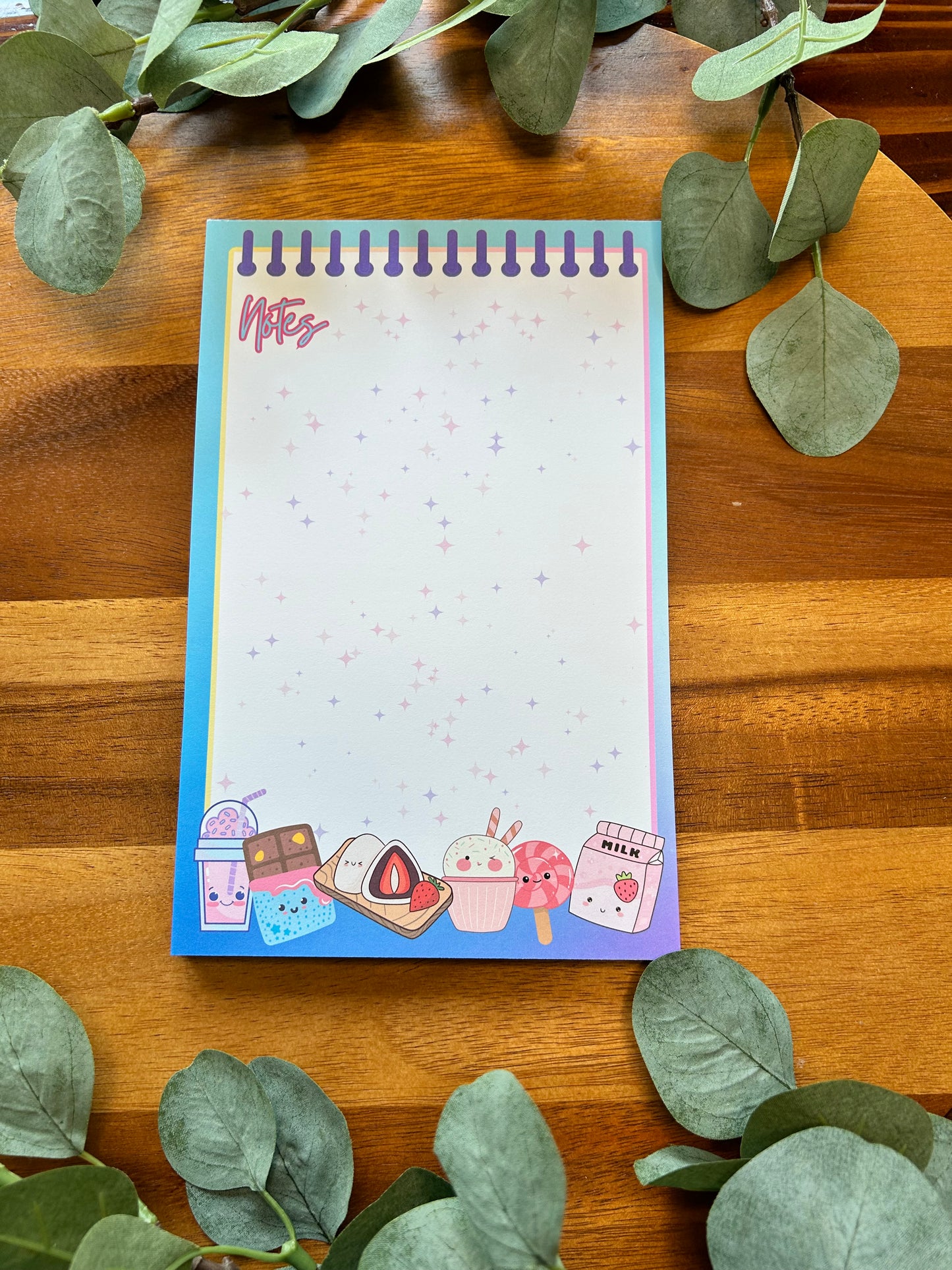 Kawaii Desserts Notepad, Ice Cream Notepad, Cute Notepad, Watercolor Background Notepad, Blue Sunset Notepad, Cute Notepad, Desserts Notepad